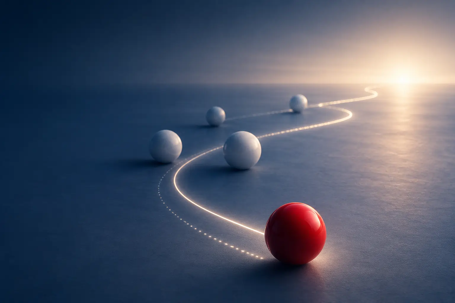 Leadership progress red ball leading well